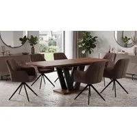 Endo-Moebel Essgruppe Essgruppe Esstisch ausziehbar 130/210cm 6 Stühlen Set Textil Samt, (7-tlg)