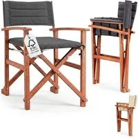 Casaria Regiestuhl, Klappbarer gepolsterter FSC®-zertifizierter Holz Stuhl bis 160 kg