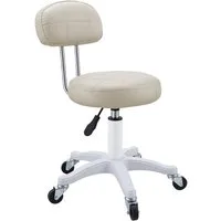 Rutaqian Drehstuhl Schminkstuhl mit Rückenlehne, höhenverstellbarer Drehstuhl mit Rollen, Bequemer Kosmetikstuhl aus Kunstleder für Büro, Schlafzimmer und Salon