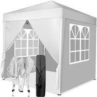 LALAHO Faltpavillon Partyzelt Pop Up Pavillon 2x2m,mit 4 Seitenwänden Gartenpavillon, mit 4 Seitenteilen, höhenverstellbar,mit Tragetasche,für Garten Festival, UV Schutz 50+