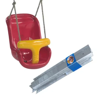 Sicherer Babysitz 28x36x42cm mit 4er Set Winkelanker 50x4,5x4,5cm für Schaukel & Spielturm Stabilität - Extrem Witterungsbeständiges Zubehör - Wickey