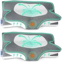 Esun Kopfkissen Nackenstützkissen Kopfkissen Nackenkissen, Kissen Seitenschläferkissen, Füllung: Memory Foam, Rückenschlafer, Bauchschlafer, Seitenschlafer, Set, Kissen vom OEKO-TEX® und CertiPUR Getestet, für Seiten Rücken & Bauchschläfer, Nackenkis