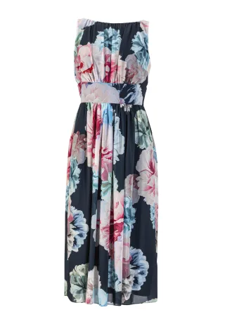 SWING - Cocktailkleid aus bedrucktem Chiffon navy/multi - Gr. - 44