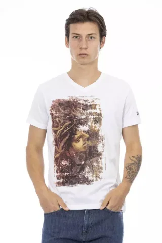 V-Ausschnitt Grafik T-Shirt Medusa Stil