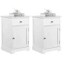 Yaheetech Nachttisch Nachtschrank 40 × 35 × 60 cm (2-St), mit 1 Schublade und 2 Fächern, Einlegeboden höhenverstellbar