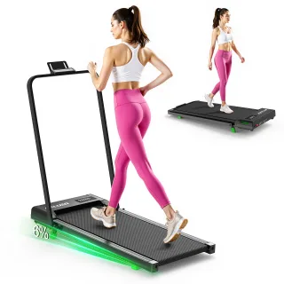 [EU Direct] AKLUER H03 2 in 1 Folding Treadmill with Handrail, Brushless Under Desk Walking Pad, 1-6km/h Quiet Flat Runn