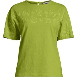 Flammgarn-Shirt mit Stickereien für Damen, Damen, size: regular, Grün, Baumwolle, by Lands' End