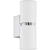 EGLO Wandleuchte PASSA, LED wechselbar, Warmweiß, Wand-/Deckenleuchte, L6 x H17 x AL8,5cm, chrom, weiß, 2X2,8W inkl.