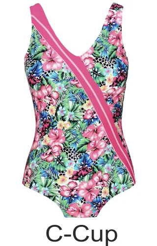 IN LINEA - Da.-Badeanzug pink flowers