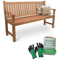 holz4home® Gartenbank Sitzbank aus Holz I Holzbank Outdoor Bank für 2-3 Personen, inkl. Handschuhe