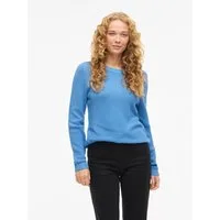 Vila Rundhalspullover VIDALO O-NECK L/S KNIT TOP- NOOS Baumwolle, regular fit