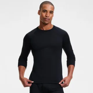 Langärmeliges Expedition Thermaskin Rundhals-Shirt für Herren, Herren, size: regular, Schwarz, Polyester-Mischung, by Lands' End