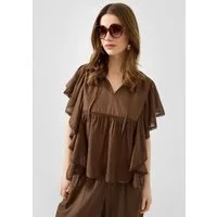 QS Kurzarmbluse Bluse Blusentop mit Volants