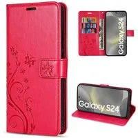 betterfon Handyhülle Handytasche für Samsung Galaxy S24 Klapphülle Rot, Bookstyle-Hülle: Magnetverschluss 3 Kartenfächer & Standfunktion