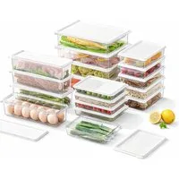 Creliv Frischhaltedose 4er Set luftdicht – Stapelbare Kühlschrankboxen mit Deckel, PET, (4-tlg), Stapelbar, BPA Frei