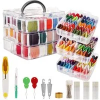 Handi Stitch Stickgarn Set 187tlg mit Box 150 Farben Kreuzstich Bastelgarn