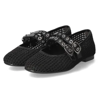 Tamaris Spangenballerinas - Gr. 37 - Schwarz - Textil & Synthetik