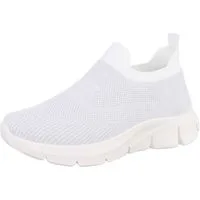Ital-Design Damen Low-Top Freizeit Sneaker (86706684) Keilabsatz/Wedge Sneakers Low in Weiß