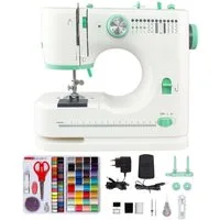 Toomoke Nähmaschine Nähmaschine Anfänger mit 12 Stichmustern Nähzubehör-Set für DIY, 12 Programme, Tragbare Elektrische Mini-Nähmaschine für Anfänger 2 Geschwindigkeiten