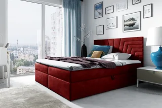Boxspringbett Schlafzimmerbett 160x220cm LAZARO Nr.4 Rot inkl. Bettkasten
