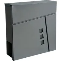 relaxdays Wandbriefkasten Briefkasten mit Zeitungsfach, Anthrazit
