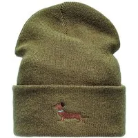 Baddery Beanie Strickmütze: "Dackel" - Geschenk für Hundebesitzer Jäger Geschenke, hochwertiger doppellagiger Strick, Stick-Motiv, One Size