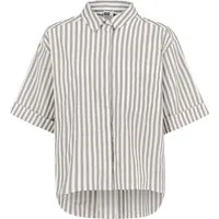 SUBLEVEL Kurzarmbluse Damen Kurze Bluse mit Streifenmuster Kurzarm Oversize Bluse, Brusttasche