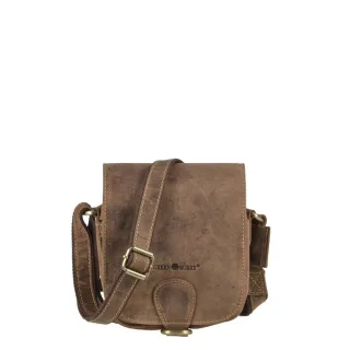 Handtasche mit integriertem Vorfach aus Leder in antikbraun | Greenburry. Kleine Schultertasche Vintage für tägliche Besorgungen und Wege optimal.
