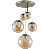 Lindby Hängeleuchte Teeja, Glas Creme IP20, 5 x 15 W LED
