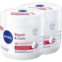 Nivea Körpercreme Repair & Care Creme 2 x 400 ml 72h Feuchtigkeit, 2-tlg., Ohne Paraffine, Silikone