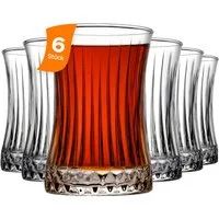 Pasabahce Gläser-Set Elysia Teegläser-Set, 6-tlg., Glas, 6er Set, 170 ml, optisches Design mit verstärktem Boden