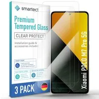 smartect Displayschutzglas Schutzglas Panzerfolie Klar für Xiaomi Poco M7 Pro 5G, Set, 3 Stück, Schutzfolie Glasschutz Bildschirm