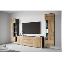 OTTO home Wohnwand KENIA, (Komplett-Set, 3-St), Vitrinen mit Eckverglasung, hängend und stehend montierbar