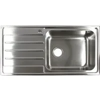 Stabilo Sanitär Einbauspüle Einbauspülbecken Chrom eckig aus Edelstahl mit großem Ablaufloch, 100/50 cm, (Komplett-Set, mit komplettem Siphon & Befestigungsmaterial), mit Siphon