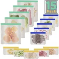 Dimono Gemüsebeutel DIMONO Silikon Vorratsbeutel 3er Set – Wiederverwendbare Beutel, Silikon in Lebensmittelqualität, (Launch Bag, 15-tlg), Lebensmittel- und Gefrierbeutel