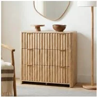 IDIMEX Kommode ELLA, Anrichte mit 3 Schubladen und Lamellenoptik aus MDF Eiche Finish