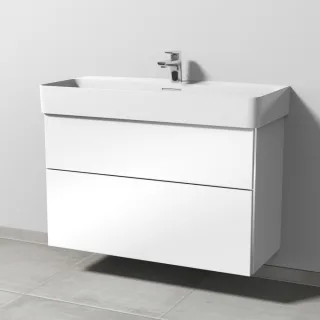 Sanipa 3way Waschtischunterbau zu Laufen VAL Waschtisch mit 2 Auszügen, Weiß-Glanz BS82478