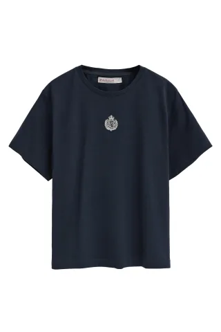 Kurzärmliges T-Shirt marineblau mit maritimer Polo Club Stickerei