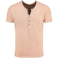 Key Largo Henleyshirt Lemonade vintage Look uni Basic MT00122 mit Knopfleiste unifarben kurzarm slim fit