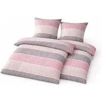 soma Bettwäsche Bettwäsche Set 4-tlg. 2x 135x200 cm + 2x 80x80 cm rosa gestreift, Microfaser Seersucker, 4 teilig, Ideal für Frühling Sommer Reißverschluss absolut bügelfrei ganzjährig