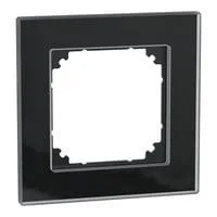 Rahmen aus Glas, 1-fach, glänzend, transparent, Schutzart IP20, Maße 85,8 x 85,8 x 10,1 mm schwarz (glänzend), Retail
