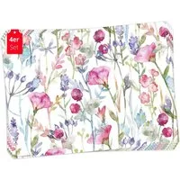 Tischsetmacher Platzset Tischset, Platzset abwaschbar - Wildblumen Aquarell, (aus erstklassigem Vinyl, 4-St., 44 x 32 cm / bunt), Made in Germany