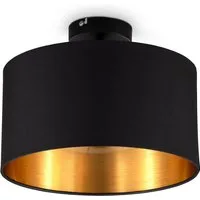 B.K.Licht Deckenleuchte BK_SD1420 Deckenlampe, mit Stoffschirm, Ø30cm, Schwarz-Gold, E27, ohne Leuchtmittel, 1-Flammige Stoffleuchte, ohne Leuchtmittel (max. 60W), Retro