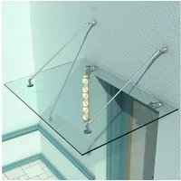 HOMCOM Pultvordach Vordach Glasvordach Türvordach (Gehärtetem Glas, 1 St., 304 Edelstahl Klarglas), 150 x 90 cm