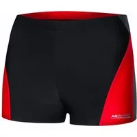 Aqua Speed Badehose für Herren Alex Badeboxer eng chlorbeständig Schwarz Grau Rot S (Für Herren Schwimmtraining im Hallenbad und Poolbetrieb) Chlorbeständige Qualität für langlebige Nutzung im Wasser