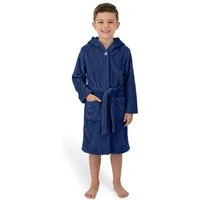 Gräfenstayn Kinderbademantel aus Fleece mit Kapuze & Knopf – Flauschiger Kinder-Bademantel, für Jungen & Mädchen, Größe 170-176