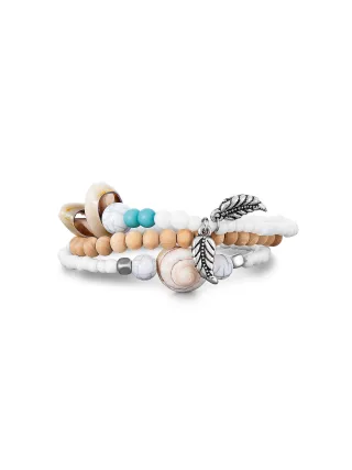 Steuer Modeschmuck Armband Set aus 3 Strech-Armbändern mit Muschelzierde