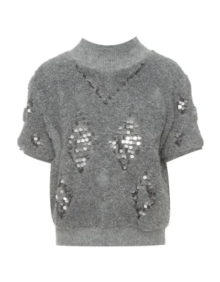 bsb - Pullover mit kurzen Ärmeln grau - Gr. - M