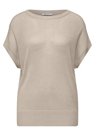 Street One - Stricktop mit U-Boot-Ausschnitt beige - Gr. - 34