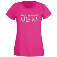 G-graphics T-Shirt Bevor Du fragst: NEIN! Slim-fit- Damen T-Shirt mit Statement / Spruch als Frontprint